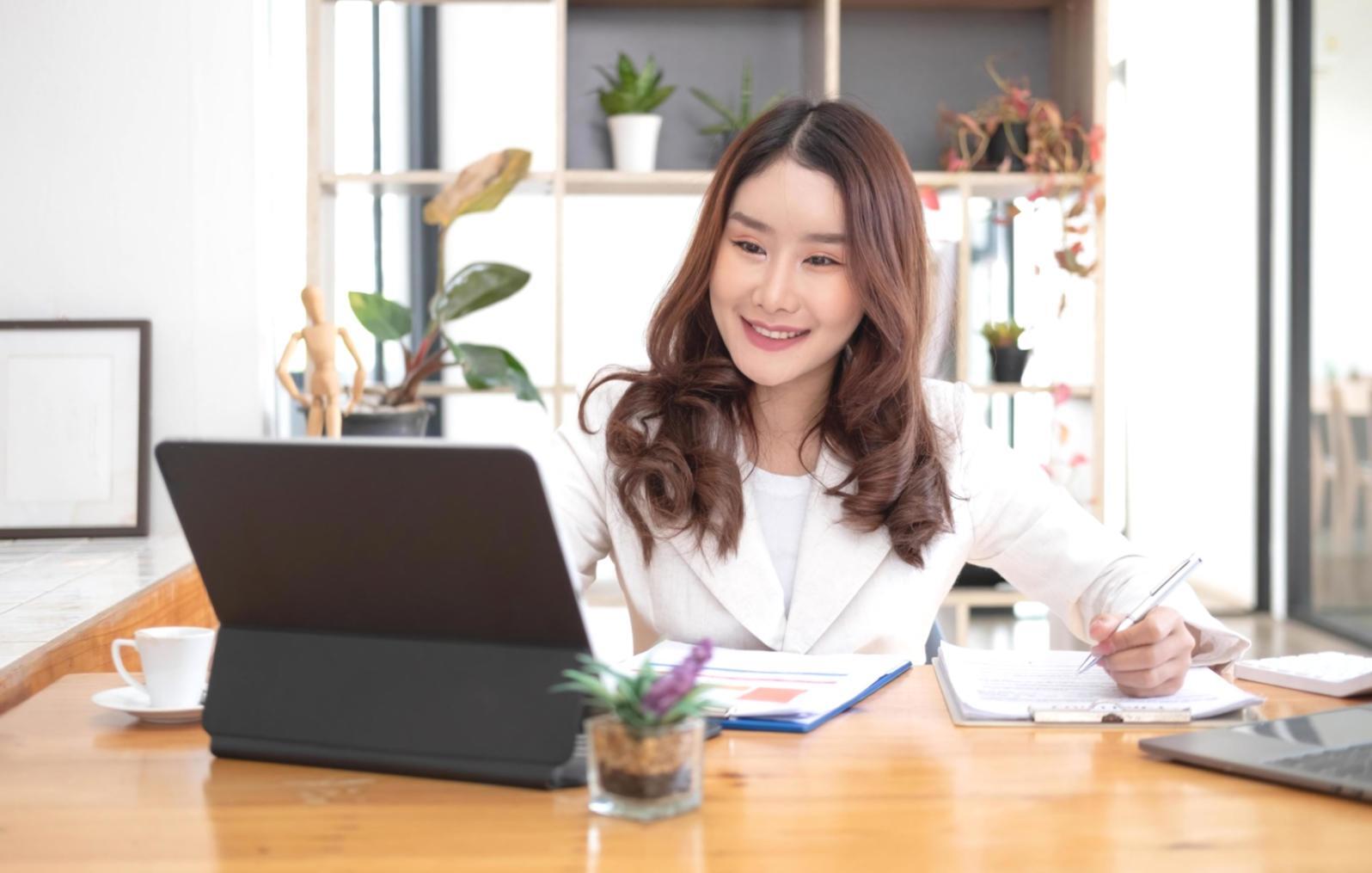 Business professionals analyzing financial data and strategic planning documents